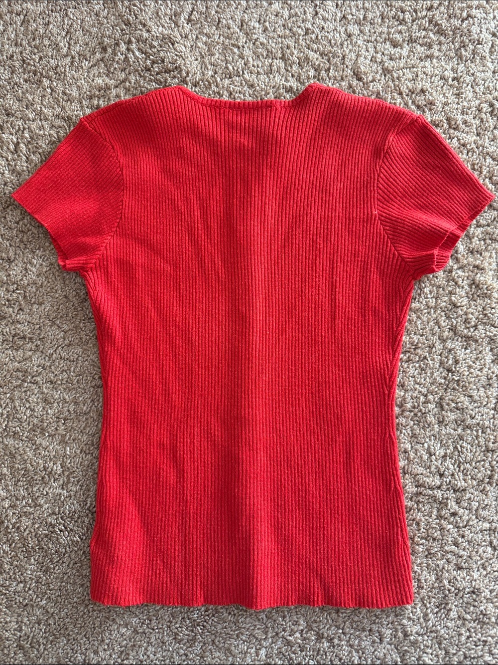 Princess Polly Red Ribbed Button-Front Top Size US 6 - Picture 3 of 3